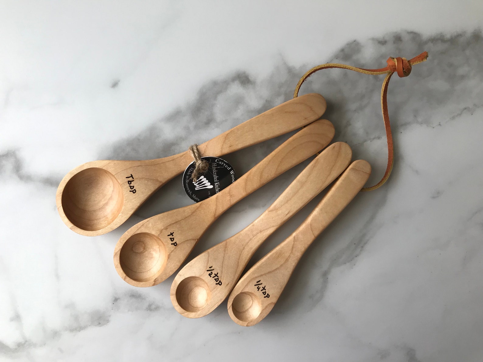 Wooden Measuring Spoon Set Handcrafted in Maine USA Etsy