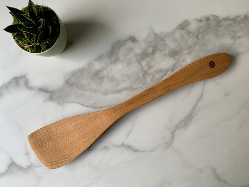 Narrow Blade Wooden Spatula with Contrasting Wood Inlay Handle Etsy