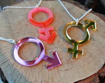 Gender Symbol Necklace - LGBTQ- Equality - Pride - Statement LGBT Necklace