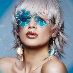 Iridescent Flower Glasses, Eyewear, club kids, clubwear, rave, party image 3