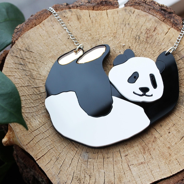 Panda Necklace - Laser Cut - WWF Charity - Statement Necklace - Giant Panda - Jewellery - Jewelry - Acrylic - Perspex