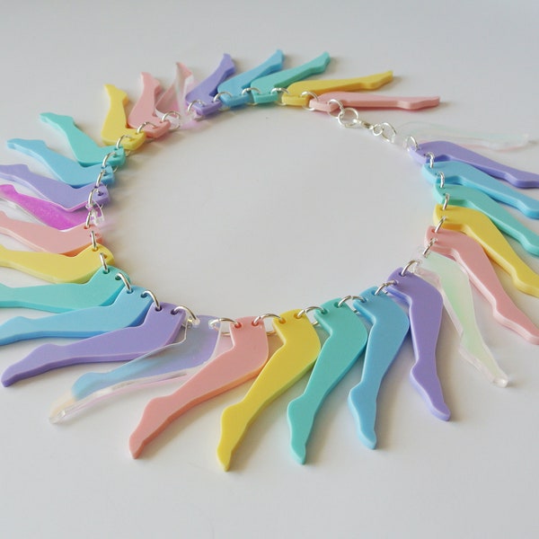 Pastel Legs Collar Necklace - Can can necklace - Rainbow Legs - Statement Necklace