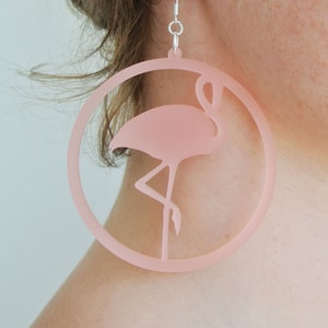 Flamingo Earrings Lightweight Statement Jewellery Cute Kawaii Wearable Art Unique Laser Cut Jewelry image 1