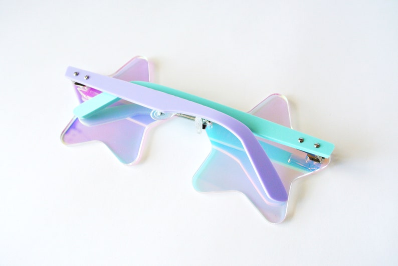 Sterne Brille, Star Brille, Brille, Clubwear, rave, party, pastell Bild 8