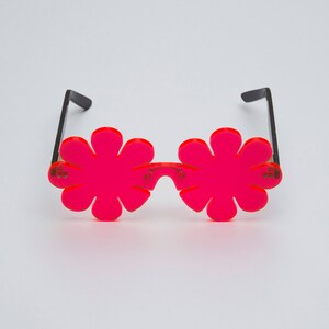 Pink Flower Glasses, Flower Power, Daisy, Eyewear, Shades, Sunnies, Club Kids, Clubwear, Rave, Party, UV image 4