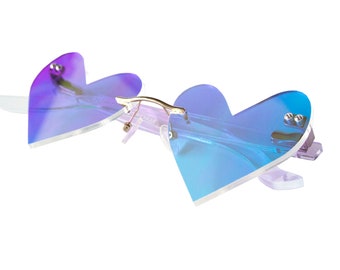 Heart Glasses, Iridescent, Eyewear, club kids, Clubwear, Rave, Party