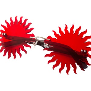 Red Sun Glasses, sun shaped, 90s, club kids, clubwear, rave, party, EDM