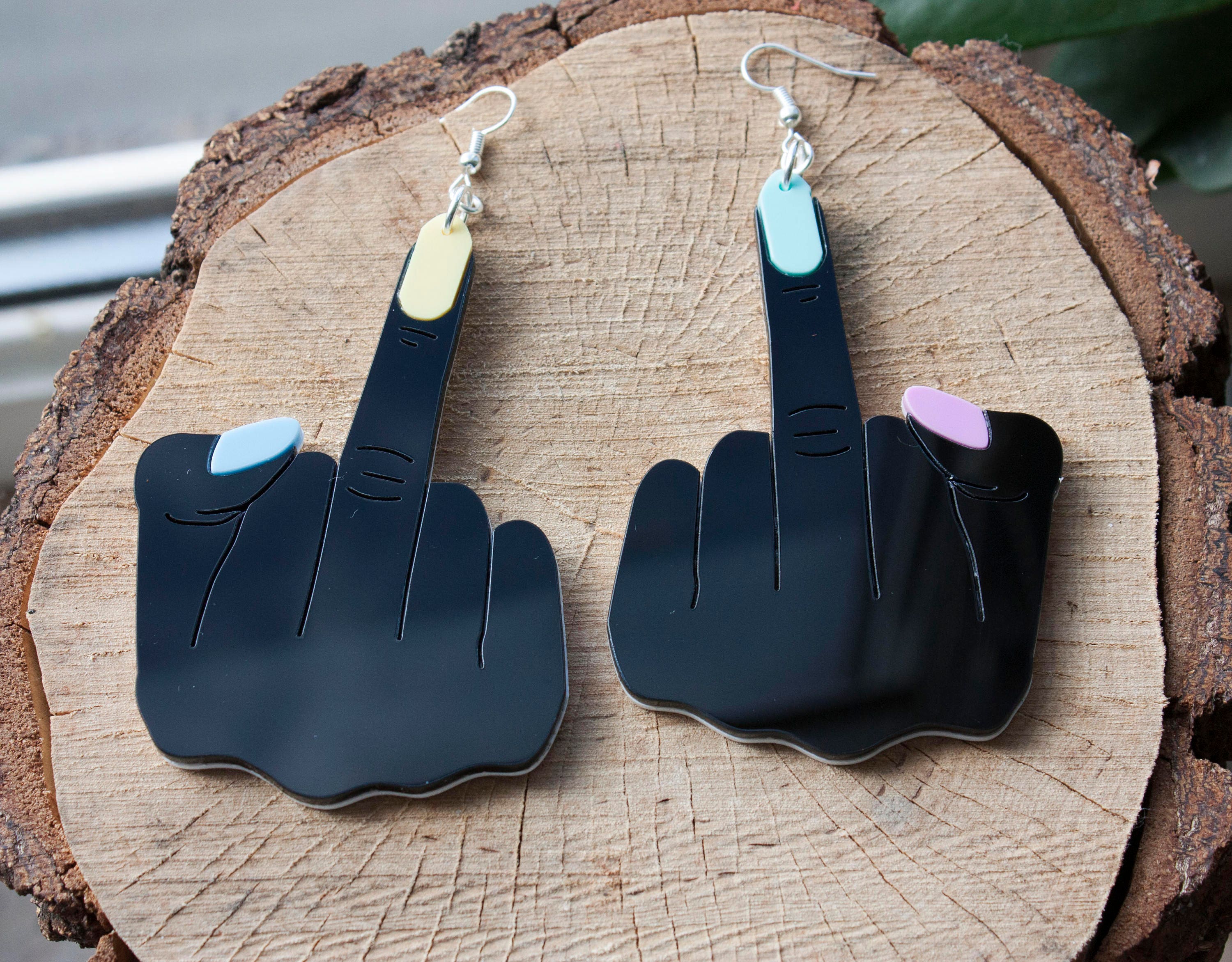 Middle Finger Pattern Pink Pink Middle Finger Earrings - Etsy