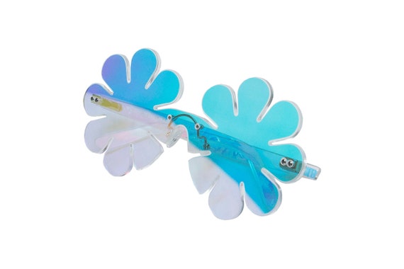 Iridescent Flower Glasses, Eyewear, club kids, clubwear, rave, party