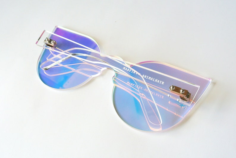 Iridescent Large Cat Eye Glasses Etsy UK