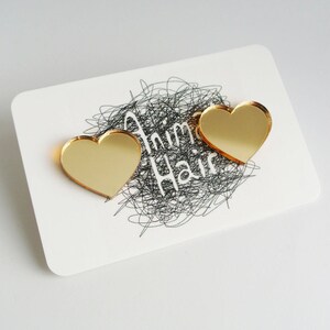 Love Heart Stud Earrings Shiny Acrylic Mirrored Plastic Laser Cut - Etsy