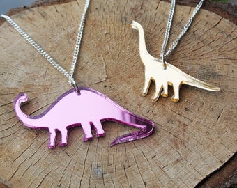 Dinosaur Necklace - Jurassic Jewellery - Brachiosaurus - Brontosaurus - Laser cut - Acrylic