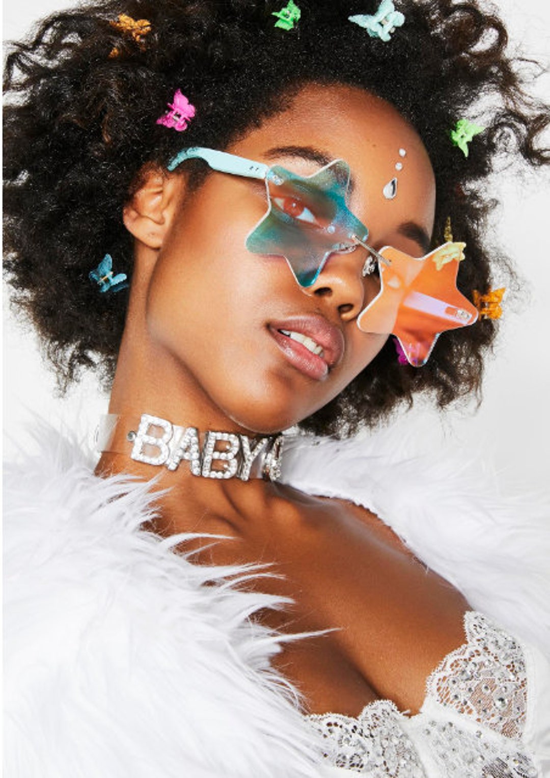 Iridescent Star Glasses, Eyewear, Club Kids, Clubwear, Rave, Party