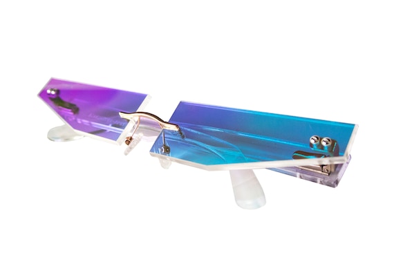 Slimline Glasses, Thin Eyewear, Iridescent, club kids, clubwear, rave, party