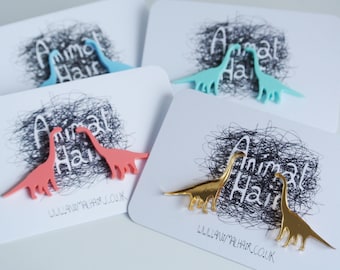 Brachiosaurus Dinosaur Stud Pendientes - Pastel - Dino - Laser Cut Acrylic - Perspex