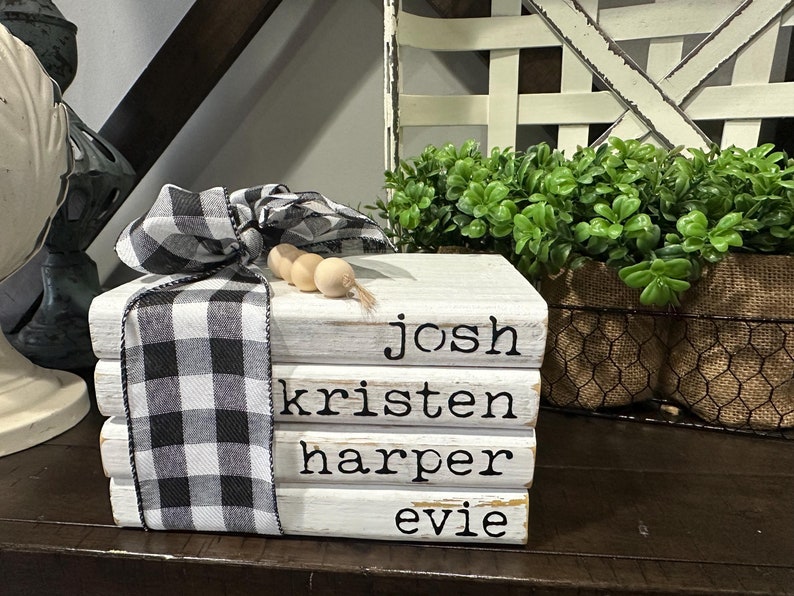 Personalized Wood Book Stack: Rustic Name Decor - Etsy