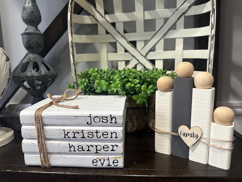 Personalized Wood Book Stack: Rustic Name Decor - Etsy