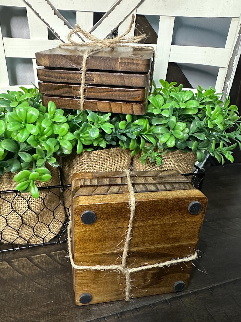 Juego de 4 posavasos de madera personalizados: monograma quemado, regalos de bar, regalo de inauguración de la casa, posavasos de madera, monograma, regalo de boda imagen 16
