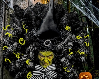 Best Selling Halloween Witch Wreath – Spooky Front Door Décor with Creepy Eyes