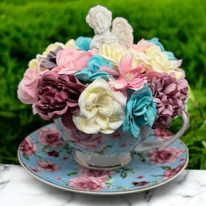 Teacup Fairy Flower Arrangement: Floral Patterned Teacup Decor
