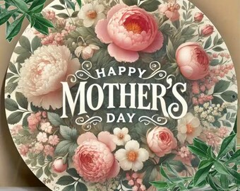 Mother’s Day Sign, Floral Wreath Sign, Spring Wreath Attachment, Mom Gift Sign, Tea Cup Floral Sign, Roses Tulips Hydrangea Decor