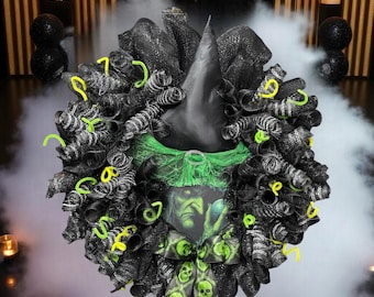 Halloween Witch Wreath Evil Witch Halloween Wreath,  Spooky Halloween Front Door Wreath, Witch Hat,  BEST SELLER!