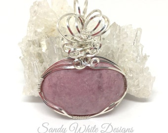 Rhodonite Pendant  Wire Wrapped Pendant In Sterling Silver