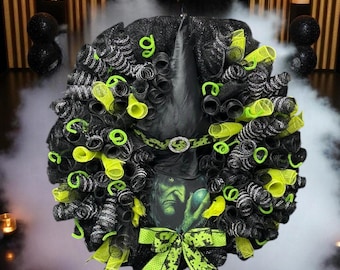Halloween Witch Wreath Evil Witch Halloween Wreath,  Spooky Halloween Front Door Wreath, Witch Hat,  BEST SELLER!