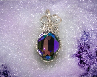 Crystal Paradise Shine Wire Wrapped Pendant In Sterling Silver Wire