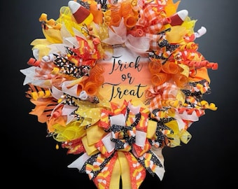 Halloween Wreath: Candy Corn Trick or Treat Door Decor