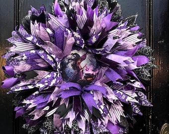 Halloween Purple Witch Wreath Handmade