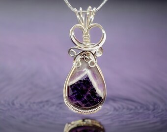 Amethyst Purple Pendant Necklace ~  Amethyst Jewelry Sterling Silver Wire Wrapped Pendant