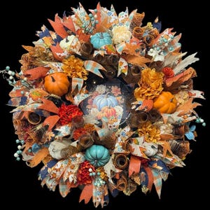 Lighted Fall Pumpkin Wreath: Farmhouse Country Decor
