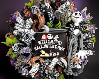 Jack Skellington Nightmare Before Christmas Halloween Wreath – Pumpkin King