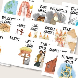 Watercolor Style Bible Narrative Printables 8"x10", 5"x7", 4"x6", 3"x5" DIGITAL, Bible Timeline, Story of the Bible, Kids, Sunday School