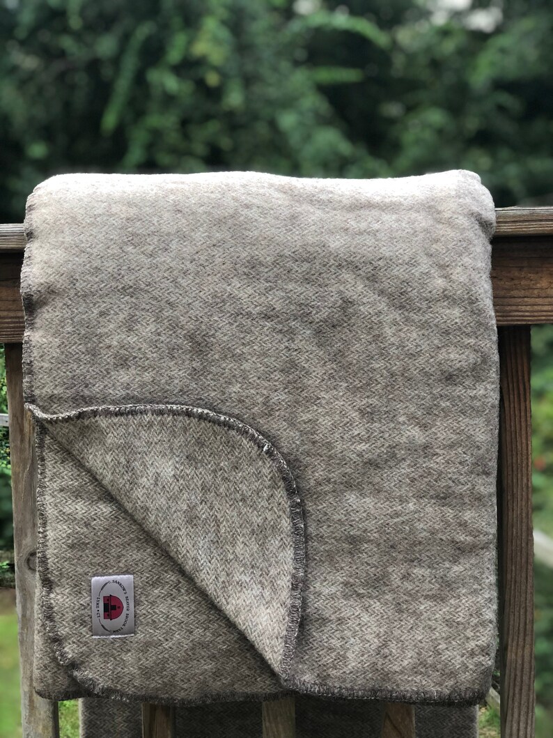 Wool Throw Blanket Herringbone // 100 Natural Wool // Wool // Sheep's