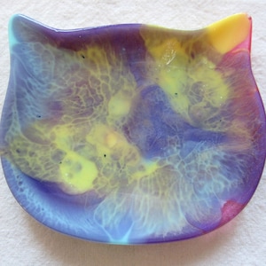 Gatto gattino in resina, Piatto gingillo, Piatto gattino stile unicorno, Piatto gatto galassia, Piatto gioielli, Idee regalo per lei, Piatto anello arcobaleno perlescente