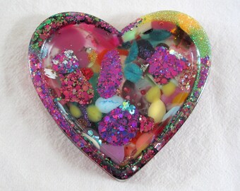 Heart Resin Ring Dish: Confetti Glitter Jewelry Tray