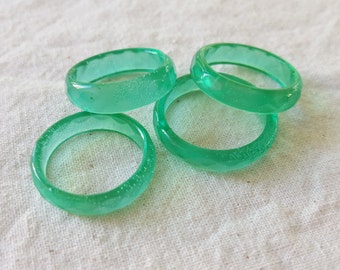 Faceted green resin stacking ring, Sea green faceted ring, Faceted resin ring, See through green resin stacking ring, Resin - Gift idea