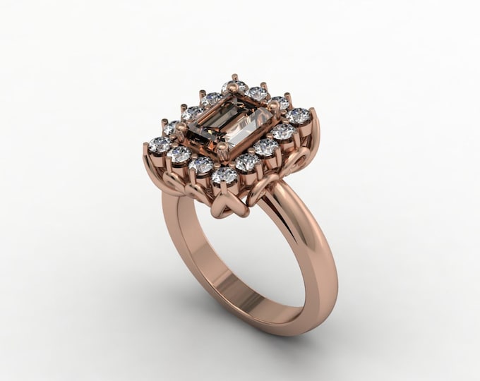 14k Rose Gold Classic Engagement or Wedding Ring with Diamond and Morganite Item # LARFW -00739