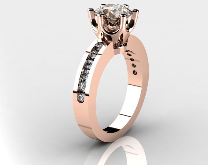 14k Rose Gold Wedding or Engagement Ring with Diamond and Morganite Item # LAFW-000-X-345