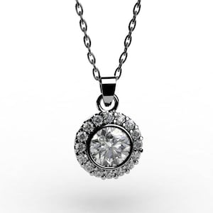 14k White Gold Pendants with 18Inch Chain, and Diamond Item PFW-000-X-33 image 1