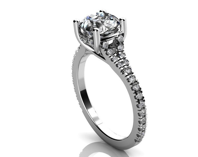 14k White Gold Wedding or Engagement Ring with Diamond and Moissanit Item # LAFW-000-X-217