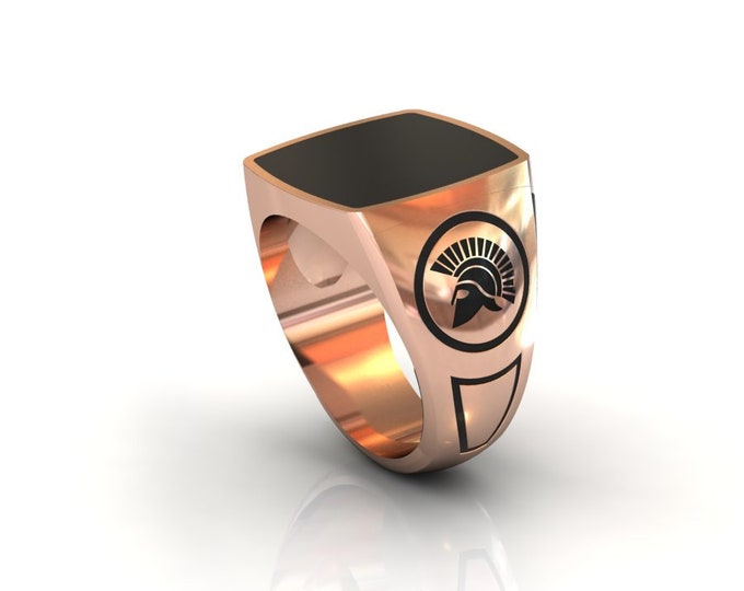 TROJAN-14k Rose Gold  Ring for Men with Onix and Enamelled Item # BFW-000-X-75