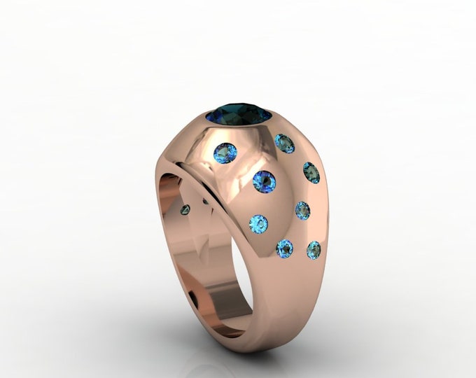 ROCKET-14K Rose Gold Classic Engagement or Wedding Ring with Lab Created Alexsandrite Item # LARFM-000-X-403