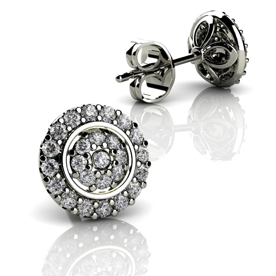 14k White Gold stud Earrings With Diamond Item LAEFW 00803 Etsy