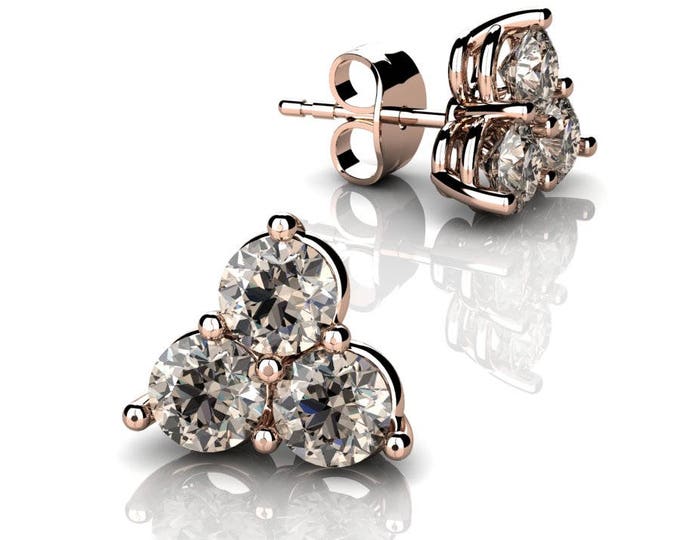 14k Rose Gold-Stud Earrings with Diamond Champagne Item # EFW -000-X-40