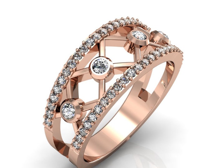 14k Pink Gold Classic Engagement Ring with Diamond Item # LARFW -00795