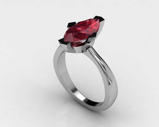Argonauts  14k White Gold Classic Engagement or Wedding Ring with Ruby Item # LAWR 00564