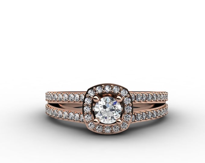 14k Rose Gold Classic Engagement or Wedding Ring with Diamond Item # LARFW -00684